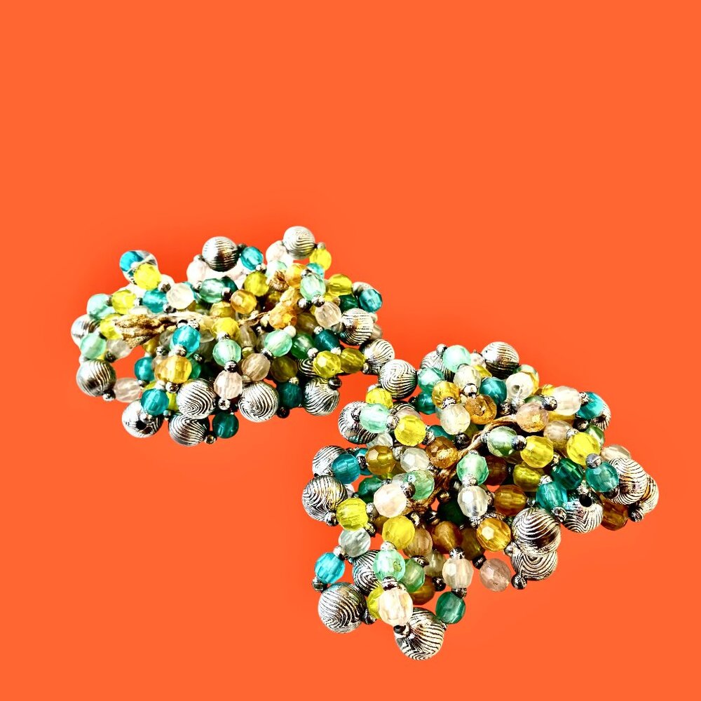 Beaded Shoe Clip Ornament Enhancers Vintage 70's Beads